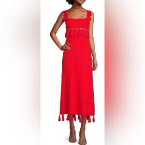 Antonio Melani X The Nat Note Cici Tassel Linen Blend Maxi Dress - 8